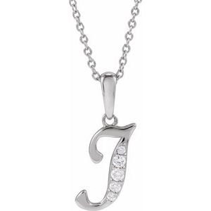 Ladies Natural Diamond Initial I Necklace (I1, G-H Ctw) — 14K White Gold