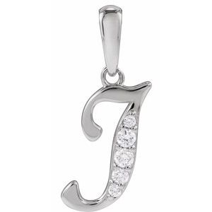 Ladies Natural Diamond Initial I Pendant (I1, G-H) — 14K White Gold