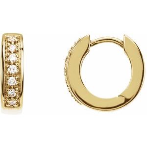 Ladies Natural Diamond 12.1 mm Hoop Earrings (Si1, G-H) — 14K Yellow Gold