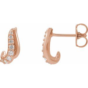 Ladies 1/6 Natural Diamond Freeform Earrings — 14K Rose Gold