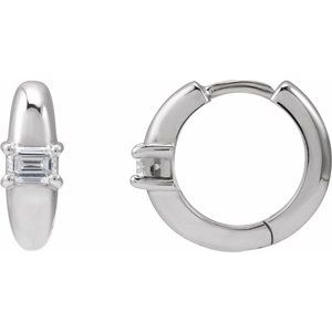 Ladies Natural Diamond 13.4 mm Hoop Earrings (Si2-Si3, Ghi) — Platinum