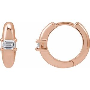 Ladies Natural Diamond 13.4 mm Hoop Earrings (Si2-Si3, Ghi) — 14K Rose Gold