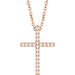Ladies Natural Diamond Cross Necklace (I1, G-H) — 14K Rose Gold