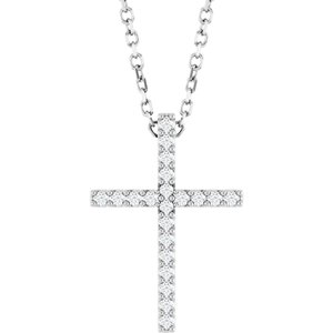 Ladies Natural Diamond Cross Necklace (I1, G-H) — Sterling Silver
