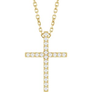 Ladies Natural Diamond Cross Necklace (I1, G-H) — 14K Yellow Gold