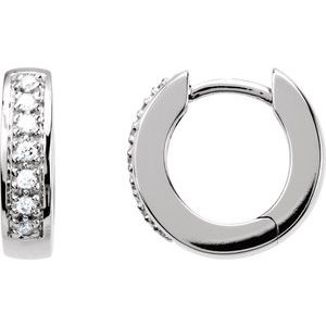 Ladies Natural Diamond 12.1 mm Hoop Earrings (Si1, G-H) — 14K White Gold
