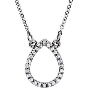 Ladies Natural Diamond Teardrop Necklace (I1, G-H) — 14K White Gold
