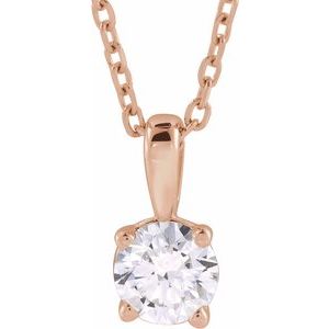 Ladies Natural Diamond Necklace (I1, G-H) — 14K Rose Gold