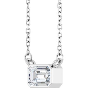 Lab-Grown Diamond Bezel-Set Solitaire Necklace - Style 89030