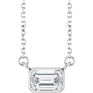 Lab-Grown Diamond Bezel-Set Solitaire Necklace - Style 89030