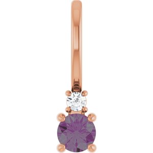 Ladies Natural Alexandrite Natural Diamond Charm/Pendant (Si2-Si3, G-H) — 14K Rose Gold