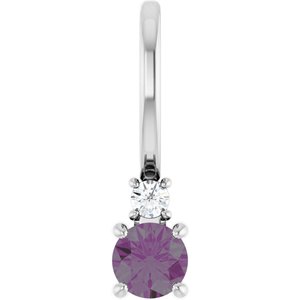 Ladies Natural Alexandrite Natural Diamond Charm/Pendant (Si2-Si3, G-H) — Sterling Silver