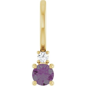 Ladies Natural Alexandrite Natural Diamond Charm/Pendant (Si2-Si3, G-H) — 14K Yellow Gold