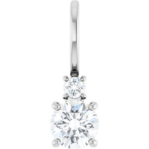 Ladies Natural White Sapphire Natural Diamond Charm/Pendant (I1, G-H) — Platinum