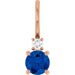 Ladies Natural Blue Sapphire Natural Diamond Charm/Pendant (Si2-Si3, G-H) — 14K Rose Gold