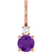 Ladies Natural Amethyst Natural Diamond Charm/Pendant (Si2-Si3, G-H) — 14K Rose Gold
