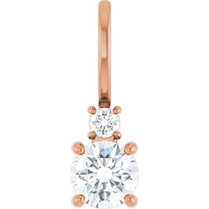 Ladies Natural White Sapphire Natural Diamond Charm/Pendant (Si2-Si3, G-H) — 14K Rose Gold