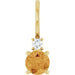 Ladies Natural Citrine Natural Diamond Charm/Pendant (Si2-Si3, G-H) — 14K Yellow Gold