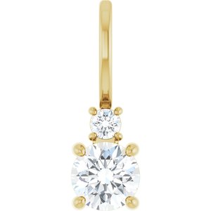 Ladies Natural White Sapphire Natural Diamond Charm/Pendant (Si2-Si3, G-H) — 14K Yellow Gold