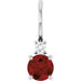 Ladies Natural Mozambique Garnet Natural Diamond Charm/Pendant (Si2-Si3, G-H) — Sterling Silver
