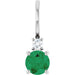 Ladies Natural Emerald Natural Diamond Charm/Pendant (Si2-Si3, G-H) — Sterling Silver
