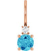 Ladies Natural Blue Zircon Natural Diamond Charm/Pendant (Si2-Si3, G-H) — 14K Rose Gold