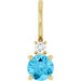 Ladies Natural Aquamarine Natural Diamond Charm/Pendant (Si2-Si3, G-H) — 14K Yellow Gold