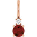 Ladies Natural Mozambique Garnet Natural Diamond Charm/Pendant (Si2-Si3, G-H) — 14K Rose Gold