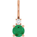 Ladies Natural Emerald Natural Diamond Charm/Pendant (Si2-Si3, G-H) — 14K Rose Gold