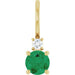 Ladies Natural Emerald Natural Diamond Charm/Pendant (Si2-Si3, G-H) — 14K Yellow Gold