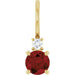 Ladies Natural Mozambique Garnet Natural Diamond Charm/Pendant (Si2-Si3, G-H) — 14K Yellow Gold