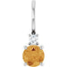 Ladies Natural Citrine Natural Diamond Charm/Pendant (Si2-Si3, G-H) — Sterling Silver
