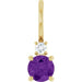 Ladies Natural Amethyst Natural Diamond Charm/Pendant (Si2-Si3, G-H) — 14K Yellow Gold