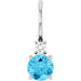 Ladies Natural Aquamarine Natural Diamond Charm/Pendant (Si2-Si3, G-H) — Sterling Silver