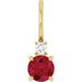 Ladies Natural Ruby Natural Diamond Charm/Pendant (Si2-Si3, G-H) — 14K Yellow Gold