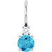 Ladies Natural Blue Zircon Natural Diamond Charm/Pendant (Si2-Si3, G-H) — Sterling Silver