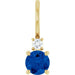 Ladies Natural Blue Sapphire Natural Diamond Charm/Pendant (Si2-Si3, G-H) — 14K Yellow Gold