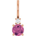 Ladies Natural Pink Tourmaline Natural Diamond Charm/Pendant (Si2-Si3, G-H) — 14K Rose Gold