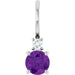 Ladies Natural Amethyst Natural Diamond Charm/Pendant (Si2-Si3, G-H) — Sterling Silver