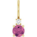 Ladies Natural Pink Tourmaline Natural Diamond Charm/Pendant (Si2-Si3, G-H) — 14K Yellow Gold
