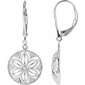 Ladies Natural Diamond Lever Back Earrings — Sterling Silver