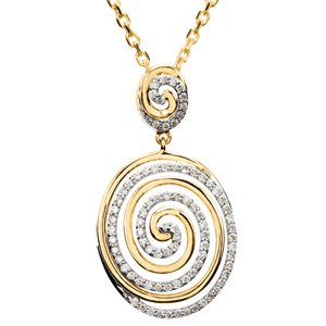 Ladies 14K Yellow/ Diamond Circle Necklace (I1, Ghi) — 14K Yellow/White Gold