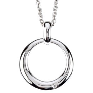 Ladies Natural Diamond Circle Necklace (I1, H-I) — Sterling Silver