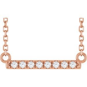 Ladies Natural Diamond Bar Necklace (I1, G-H) — 14K Rose Gold