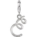 Ladies Script Initial E Natural Diamond Charm/Pendant (I2, G-H) — Sterling Silver