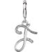 Ladies Script Initial F Natural Diamond Charm/Pendant (I2, G-H) — Sterling Silver