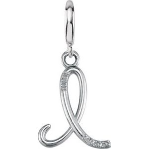 Ladies Script Initial I Natural Diamond Charm/Pendant (I2, G-H) — Sterling Silver