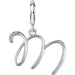 Ladies Script Initial M Natural Diamond Charm/Pendant (I2, G-H) — Sterling Silver