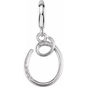 Ladies Script Initial O Natural Diamond Charm/Pendant (I2, G-H) — Sterling Silver