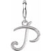 Ladies Script Initial P Natural Diamond Charm/Pendant (I2, G-H) — Sterling Silver